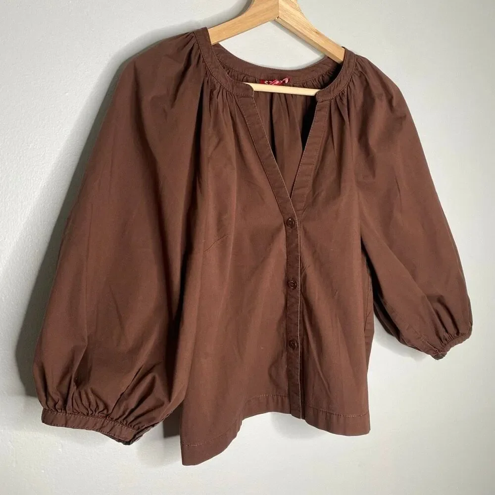 STAUD New Dill Puff Sleeve Cotton Top